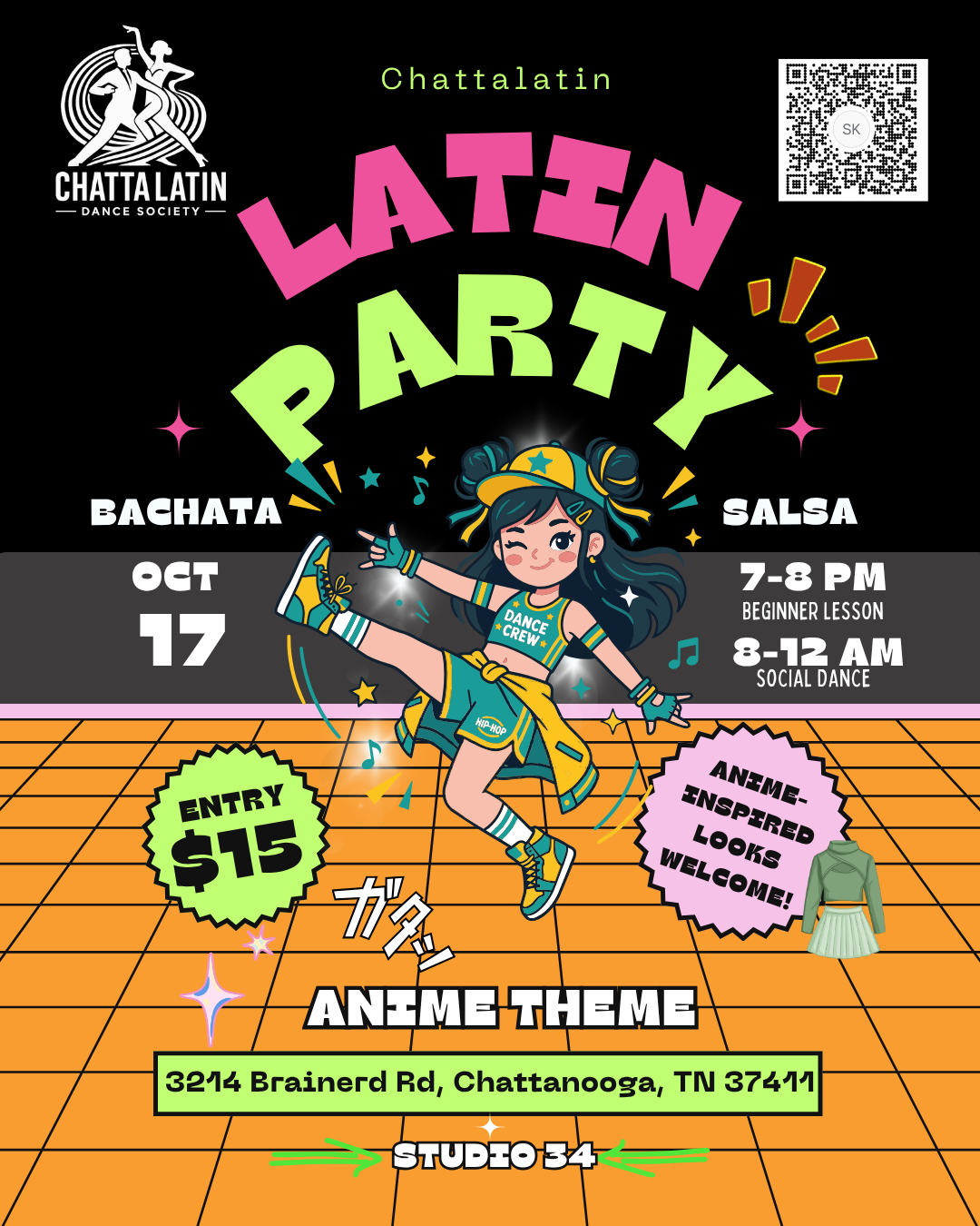 october salsa and bachata social dance event in Chattanooga Tennessee